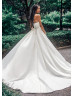 Strapless Ivory Pleated Satin Slit Sexy Wedding Dress